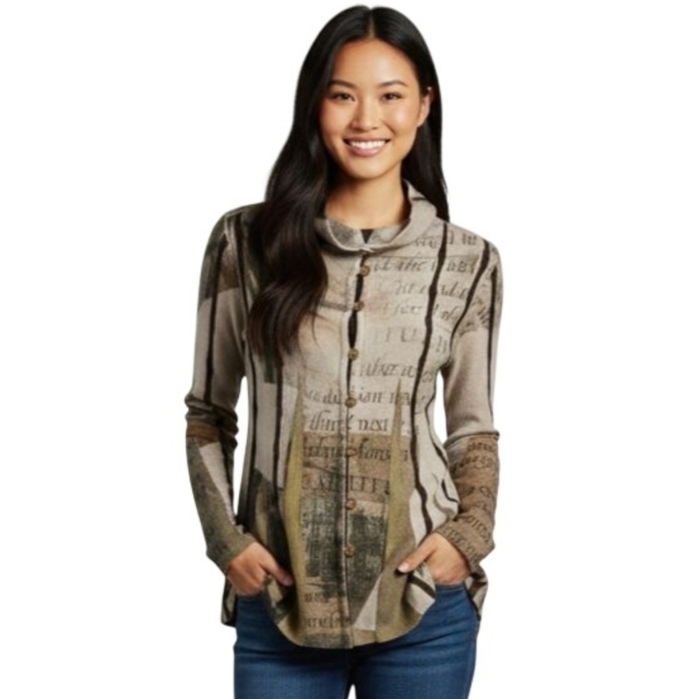 Yoshimura Knits Japan Unique Art To Wear Mixed Media Cardigan Sweater Size S